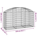 buet gabionkurv 150x50x80/100 cm galvaniseret jern
