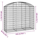buet gabionkurv 150x50x120/140 cm galvaniseret jern