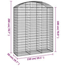 buet gabionkurv 150x50x180/200 cm galvaniseret jern