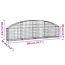 buet gabionkurv 200x30x40/60 cm galvaniseret jern