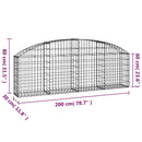 buet gabionkurv 200x30x60/80 cm galvaniseret jern