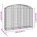 buet gabionkurv 200x50x140/160 cm galvaniseret jern