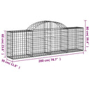buet gabionkurv 200x30x60/80 cm galvaniseret jern