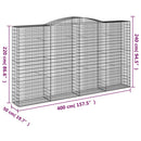 buet gabionkurv 400x50x220/240 cm galvaniseret jern