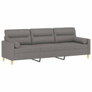 3-personers sofa med puder og hynder 210 cm stof mørkegrå