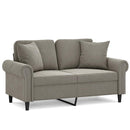 2-personers sofa med puder og hynder 120 cm velour lysegrå