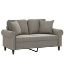 2-personers sofa med puder og hynder 120 cm velour lysegrå