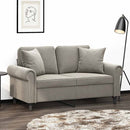 2-personers sofa med puder og hynder 120 cm velour lysegrå