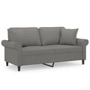 2-personers sofa med puder og hynder 140 cm stof mørkegrå