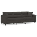 3-personers sofa m. puder hynder 210 cm mikrofiberstof mørkegrå