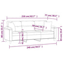 3-personers sofa m. puder hynder 210 cm mikrofiberstof mørkegrå