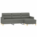 3-personers sofa med fodskammel 210 cm stof Mørkegrå