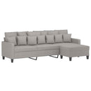 3-personers sofa med fodskammel 210 cm stof Lysegrå