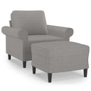 sofastol med fodskammel 60 cm stof lysegrå