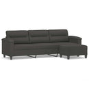 3-personers sofa med fodskammel 210 cm mikrofiberstof mørkegrå