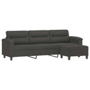 3-personers sofa med fodskammel 210 cm mikrofiberstof mørkegrå