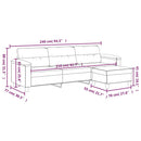 3-personers sofa med fodskammel 210 cm mikrofiberstof mørkegrå