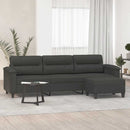 3-personers sofa med fodskammel 210 cm mikrofiberstof mørkegrå