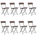 foldbare bistrostole 8 stk. polyrattan og stål brun