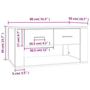sofabord 80x50x40 cm konstrueret træ hvid