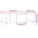 sofabord 90x50x36,5 cm konstrueret træ hvid