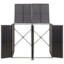 dobbelt skraldespandsskjuler 140x80x117 cm polyrattan sort