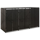 tredobbelt skraldespandsskjuler 207x80x117 cm polyrattan sort