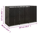 tredobbelt skraldespandsskjuler 207x80x117 cm polyrattan sort