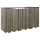 tredobbelt skraldespandsskjuler 207x80x117 cm polyrattan grå
