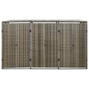 tredobbelt skraldespandsskjuler 207x80x117 cm polyrattan grå