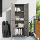 opbevaringsskab til haven 59x40x180 cm polyrattan grå