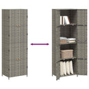 opbevaringsskab til haven 59x40x180 cm polyrattan grå