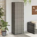 opbevaringsskab til haven 59x40x180 cm polyrattan grå