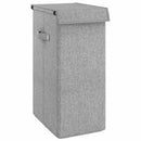 foldbar vasketøjskurv 26x34,5x59,5 cm kunstigt linned grå