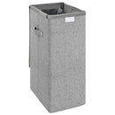 foldbar vasketøjskurv 26x34,5x59,5 cm kunstigt linned grå
