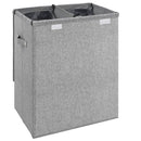 foldbar vasketøjskurv 51x34,5x59 cm kunstigt linned grå
