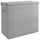 foldbar vasketøjskurv 64,5x34,5x59 cm kunstigt linned grå