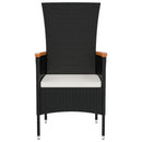 havestole med hynder 2 stk. polyrattan sort