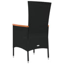 havestole med hynder 2 stk. polyrattan sort