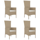 havestole med hynder 4 stk. polyrattan beige