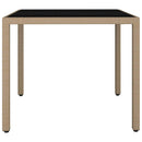 havebord med glasbordplade polyrattan og hærdet glas beige