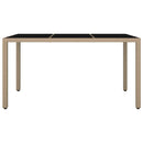 havebord med glasbordplade polyrattan og hærdet glas beige