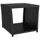 havebord med glasbordplade polyrattan og hærdet glas sort