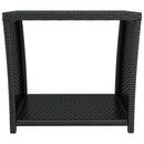 havebord med glasbordplade polyrattan og hærdet glas sort