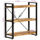 bogreol med 3 hylder 77x30x80 cm massivt mangotræ og jern