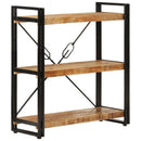 bogreol med 3 hylder 77x30x80 cm massivt mangotræ og jern