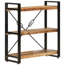 bogreol med 3 hylder 77x30x80 cm massivt mangotræ og jern