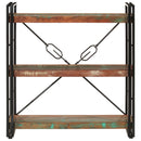 bogreol med 3 hylder 77x30x80 cm massivt genbrugstræ og jern