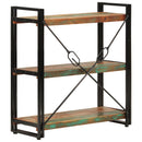 bogreol med 3 hylder 77x30x80 cm massivt genbrugstræ og jern