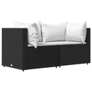 loungesæt til haven 3 dele med hynder polyrattan sort